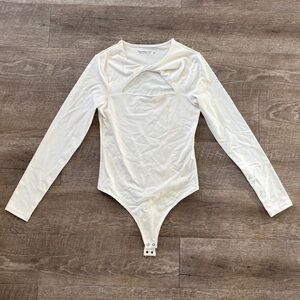 Abercrombie & Fitch Cream Long Sleeve Bodysuit